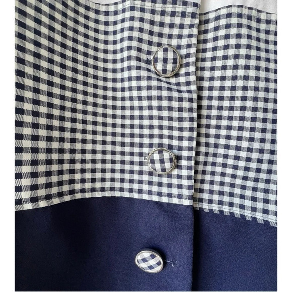 Women’s Quartz Vintage blazer front white blue navy button shoulder pad size 14. - Picture 7 of 16